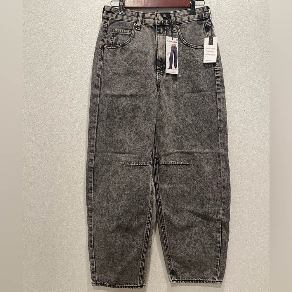 S.O.N.G Jeans Women Sz 5/27 Gray Barrel Leg High Rise Full Length Comfort NWT